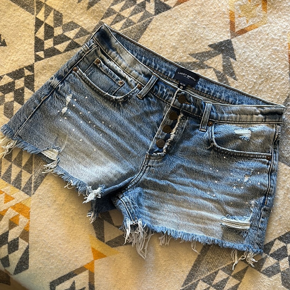 Lucky Brand Blue Distressed Denim Cutoff Shorts